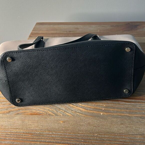 KATE SPADE Laurel Way Medium Dally Tote Bag Warm Beige/Black purse Saffiano Leat - Picture 4 of 9